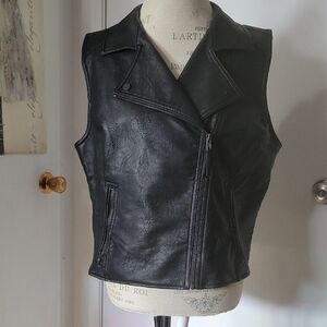 JOE FRESH Women's Black Faux Leather Biker Vest Size XL